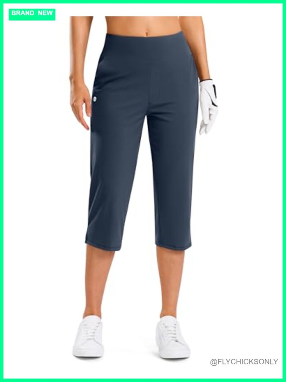 Women's Golf Capris High Waist 4 Pockets Stretch Nylon Spandex Athletic Pants